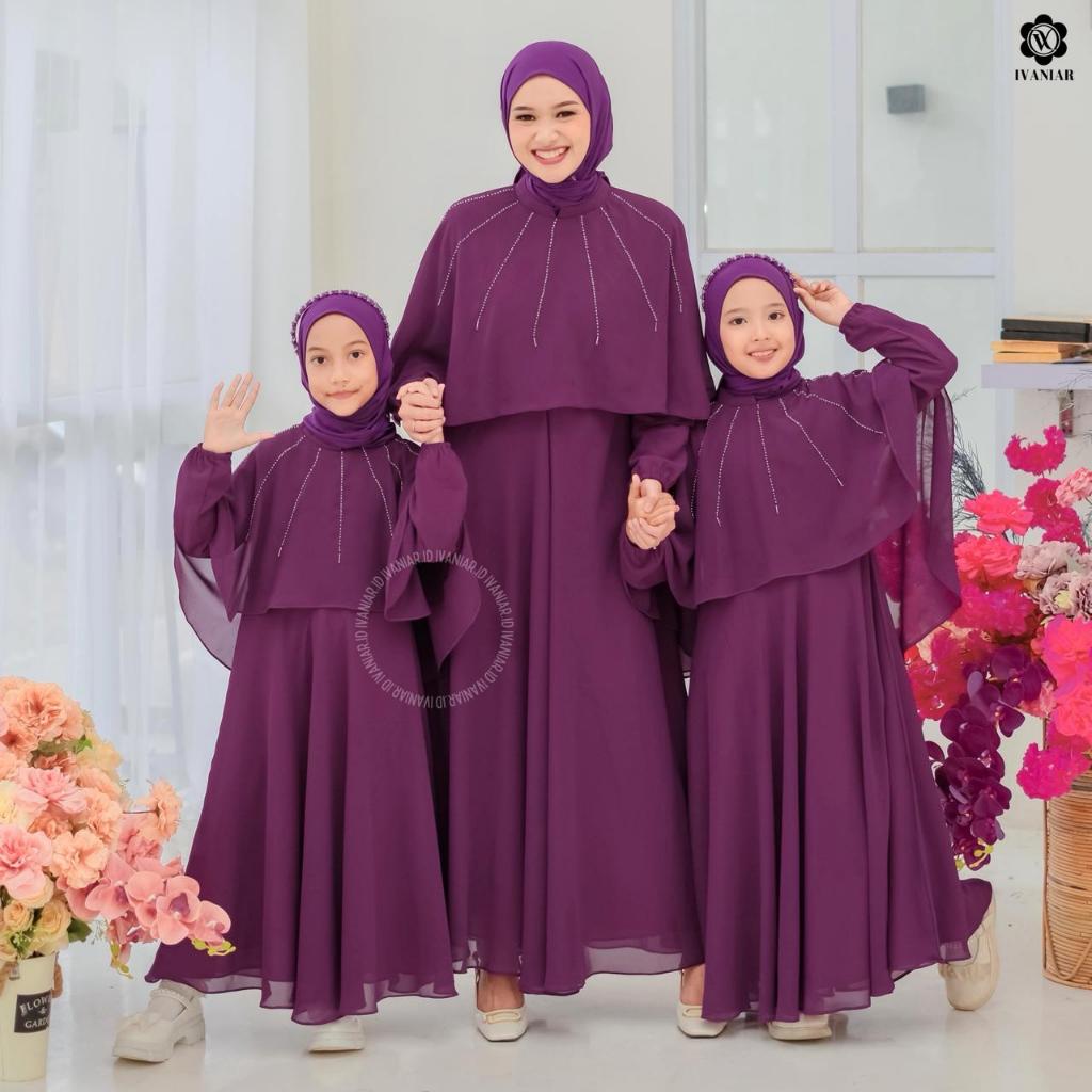Ivaniar | Briona Dress | Gamis Ceruti | Dress Mewah Dress Couple Ibu dan Anak Perempuan 1-12 Tahun