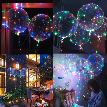 (ECERAN 1set)BALON PVC 18 inch +LED WARNA-WARNI KELAP-KELIP GAGANG Buricak Burinong Lampu Rainbow