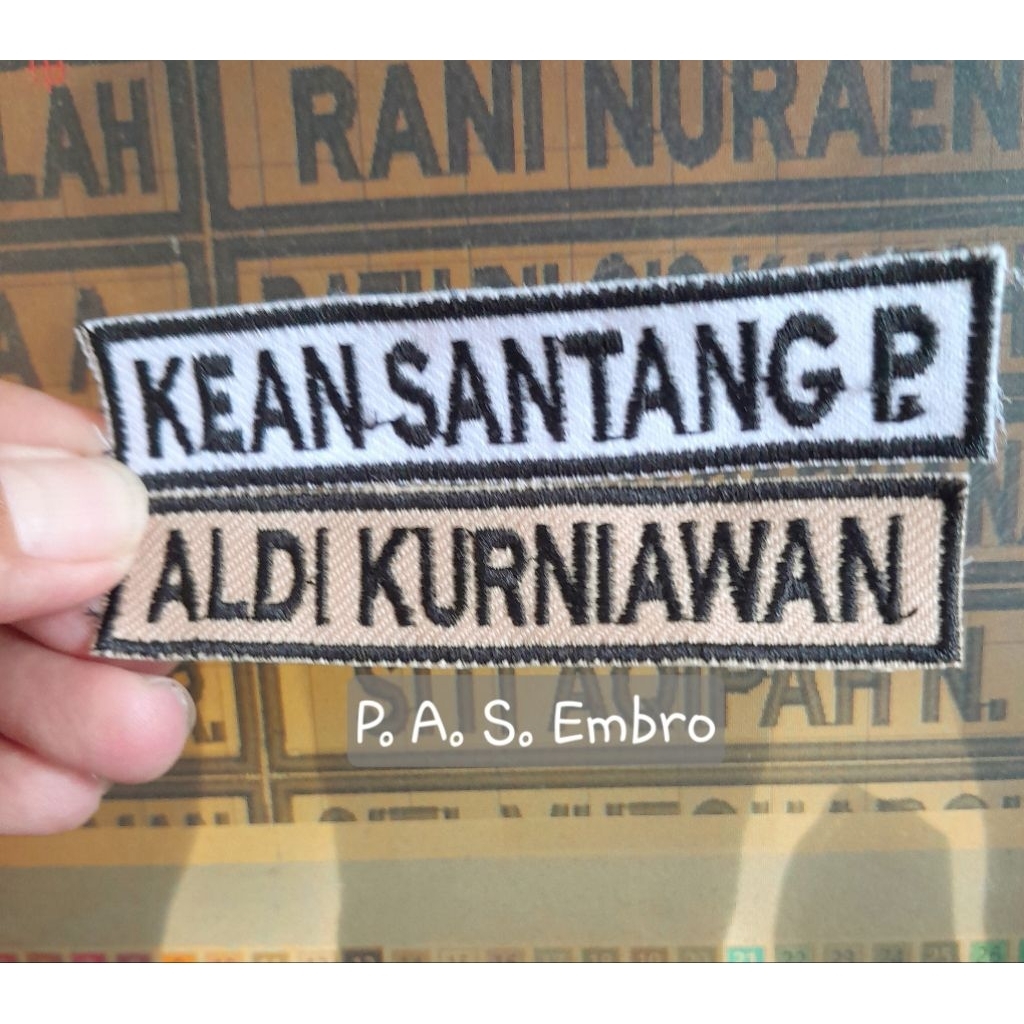 Bordir Nama Seragam Sekolah, Papan Nama Bordir