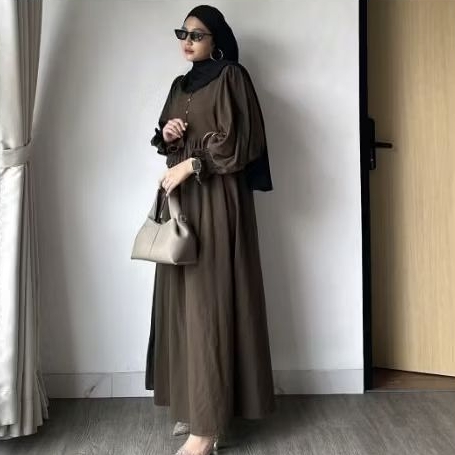 Dress preloved Leody//dress coklat mahogany