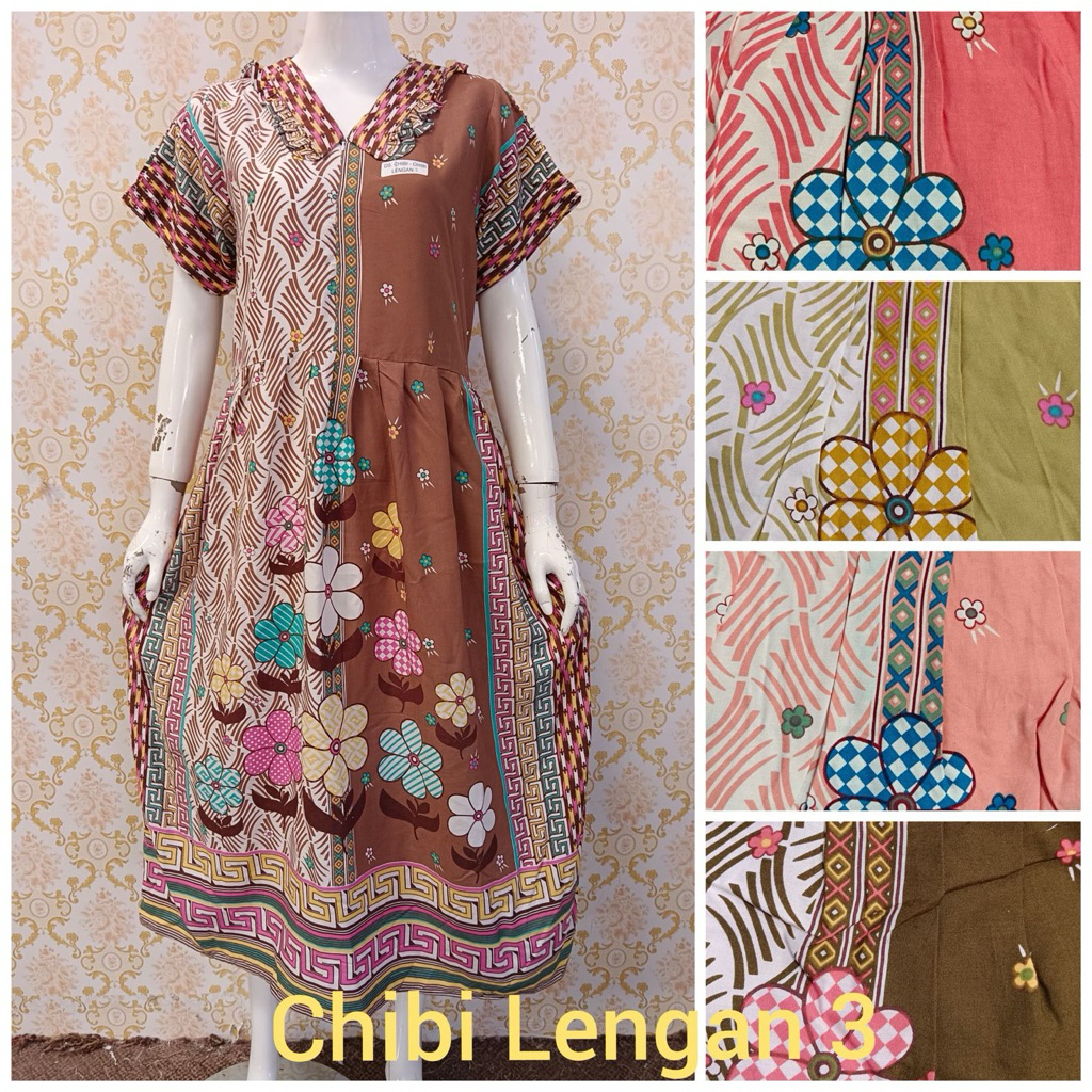 Daster HAP Resleting Depan LD 110cm Daster Chibi Cibi Tali Pinggang