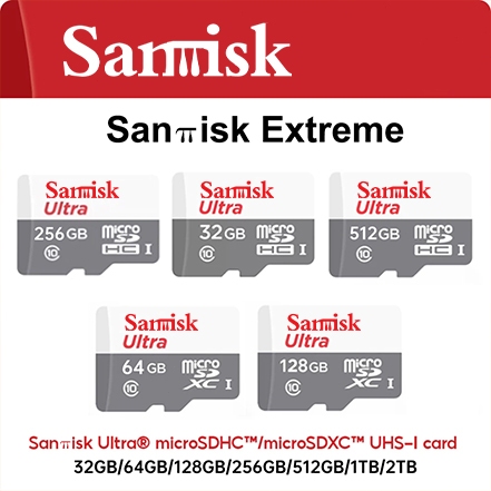 Kartu Memori SanDi Ultra MicroSD UHS-C10(16GB/32GB/64GB/128GB/256GB/512GB/1TB/2TB) SD SQUNR Memory C