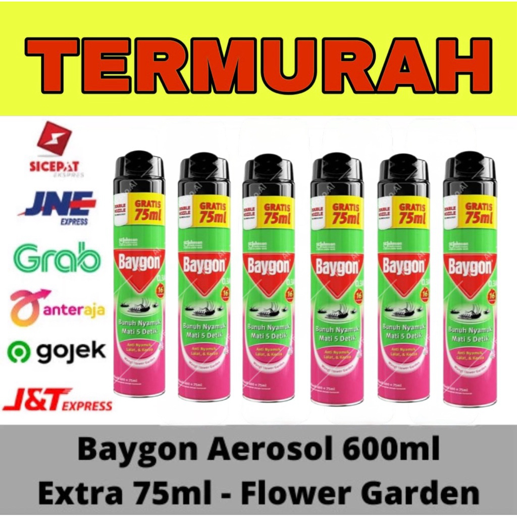 6 PCS BAYGON AEROSOL 600+75 ML BAYGON JUMBO PEMBASMI NYAMUK ANTI KECOA ANTI LALAT ANTI SERANGGA PALI