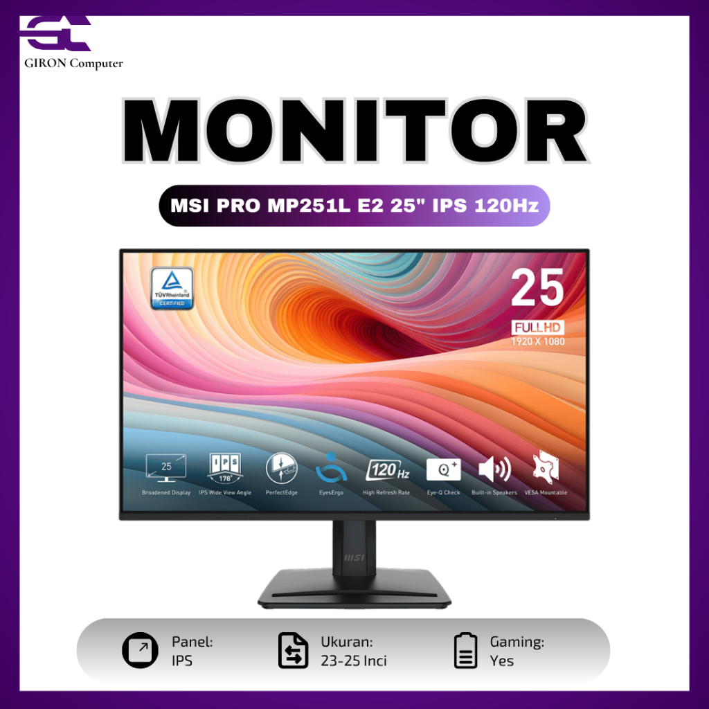LED Monitor MSI PRO MP251L E2 25" IPS 120Hz