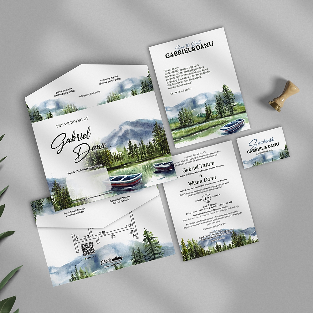 Undangan Pernikahan AMPLOP+ISI Green Aesthetic Borderless / undangan amplop murah