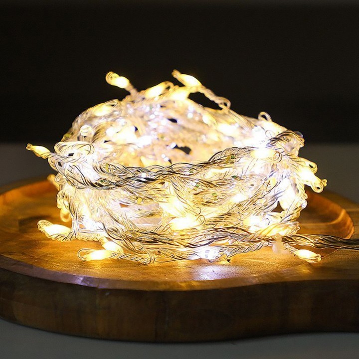 Yeraya Lampu Natal LED 225 Lampu 2 Warna 4,2 Meter Kabel Putih Transparan lampu pohon natal panjang 