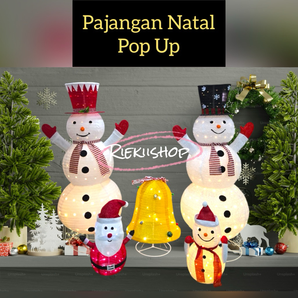 Pajangan Hiasan Dekorasi Natal/Christmas Pop Up Snowman Santa Claus Christmas Bell/Lonceng Natal