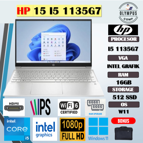 LAPTOP HP 15 I5 1135G7 16GB 512GB W11 15.6FHD