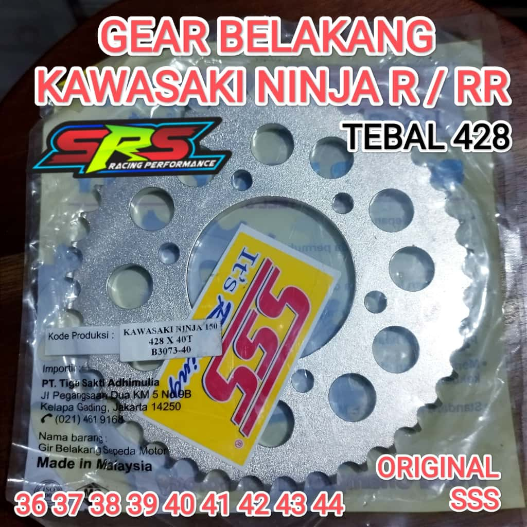 SSS RACING Gear Belakang SSS 428 Ninja R/ Ninja RR / Ninja SS Ukuran 37 38 39 40 41 42 43
