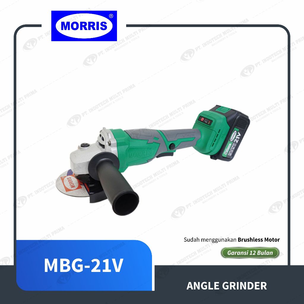 Morris Cordless Brushless Angle Grinder Tipe MBG-21V (Gerinda Tangan)