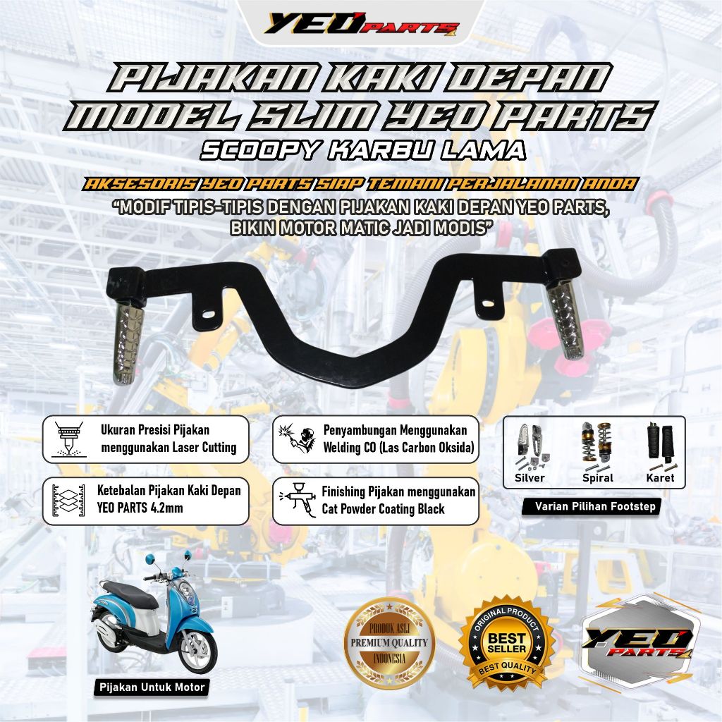 Footstep Pijakan kaki motor Honda Scoopy karbu old 2006-2012 slim flatbar aksesoris Scoopy