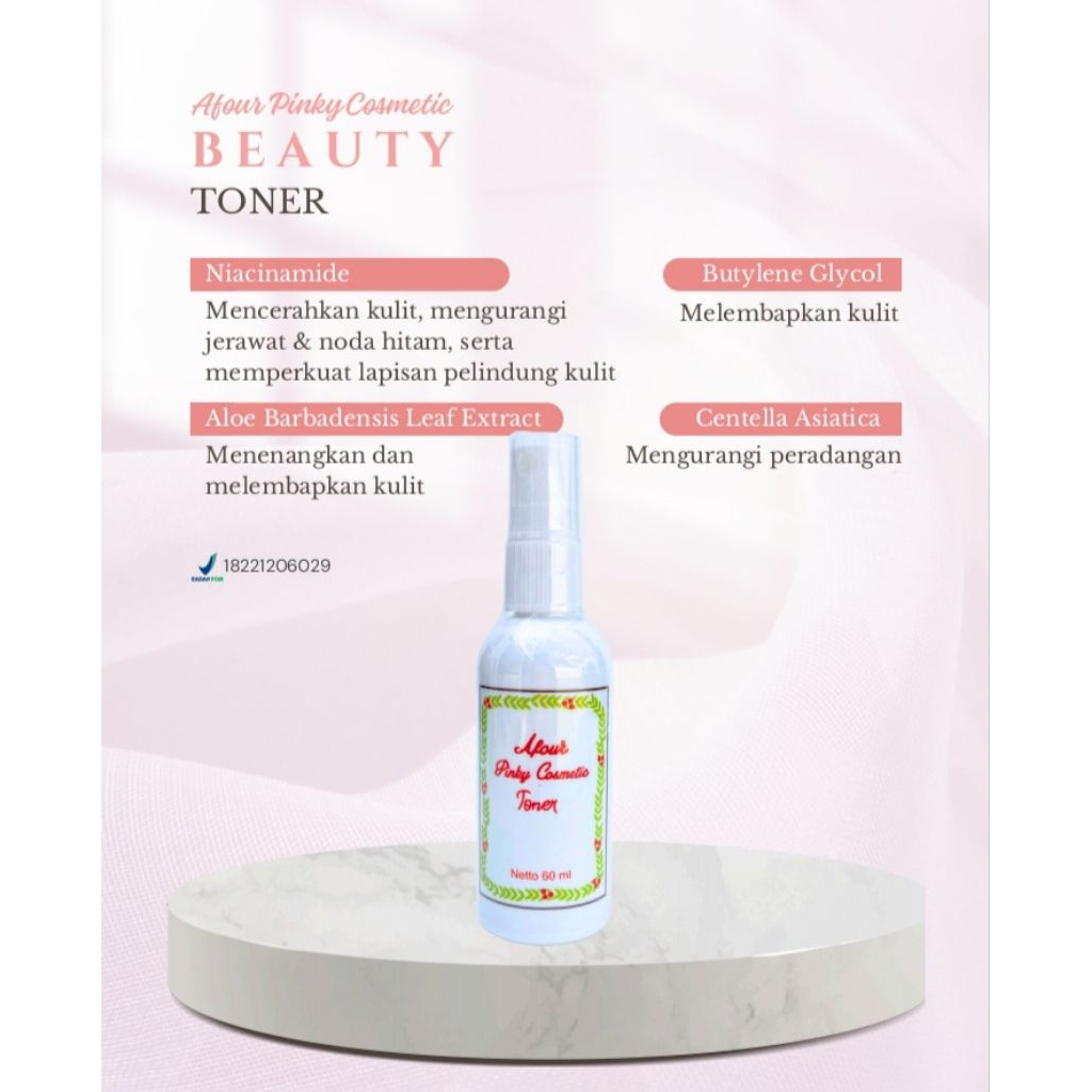 TONER Afour Pinky Cosmetic, pembersih makeup, pengangkat debu diwajah