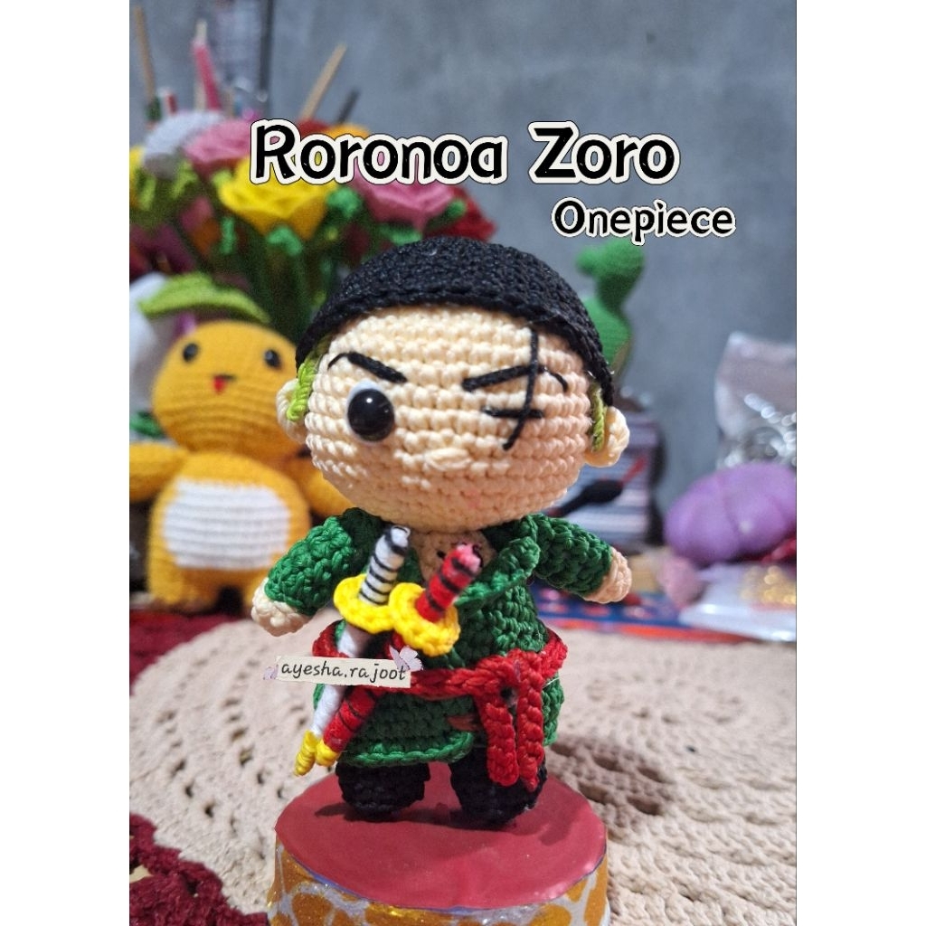 Amigurumi Zoro One Piece/Zoro Keychain/Ganci Rajut Zoro One Piece