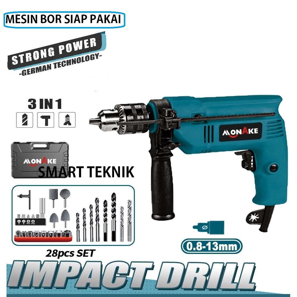 impact dril bor beton 13mm set koper - bor tembok beton 13mm MONAKE