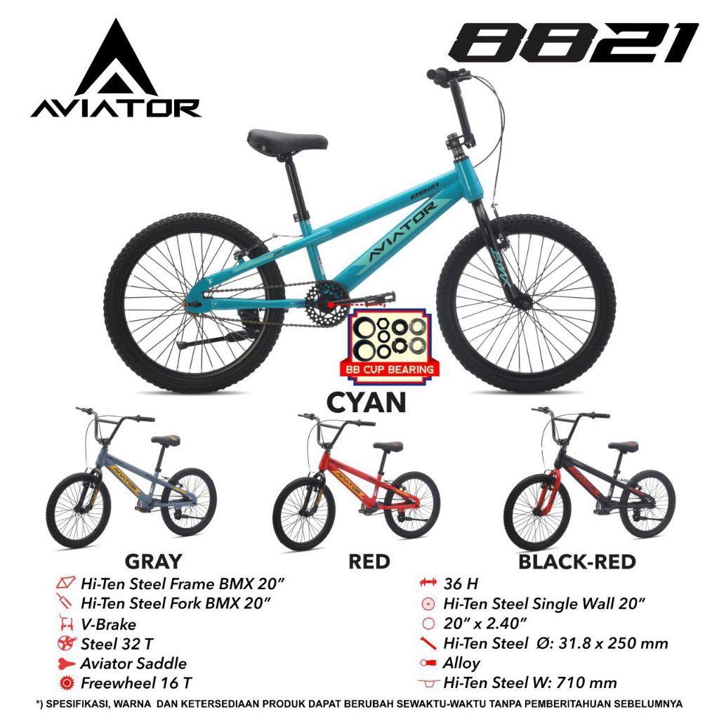 SEPEDA BMX AVIATOR 8821 UKURAN 20 INCHI KONDISI BARU