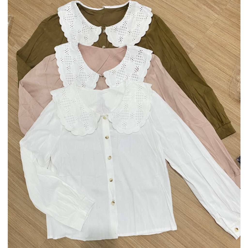 KOREAN STYLE - BLUS  KORDORAY KERAH RENDA LENGAN PANJANG