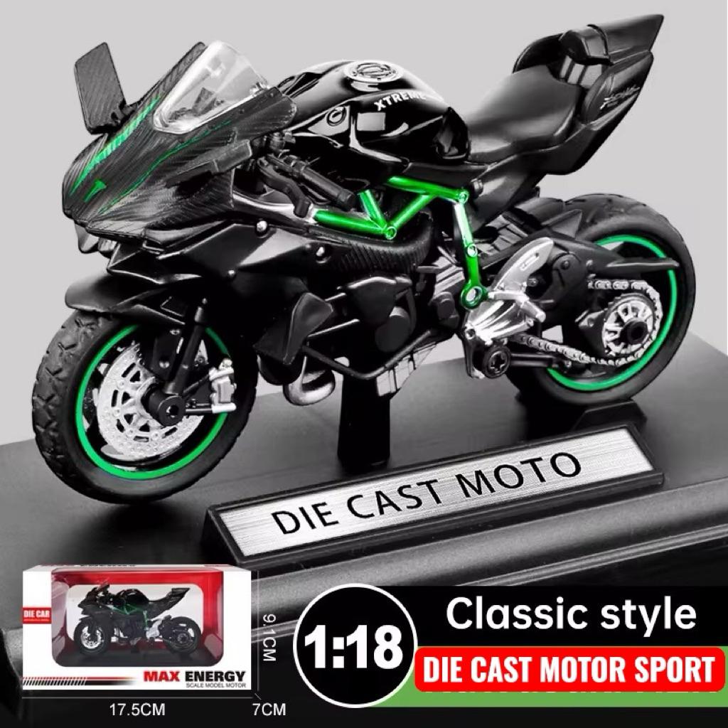 DieCast 1:18 Motorcycle ALLOY Model Minatur Motor H2R cocok untuk koleksi