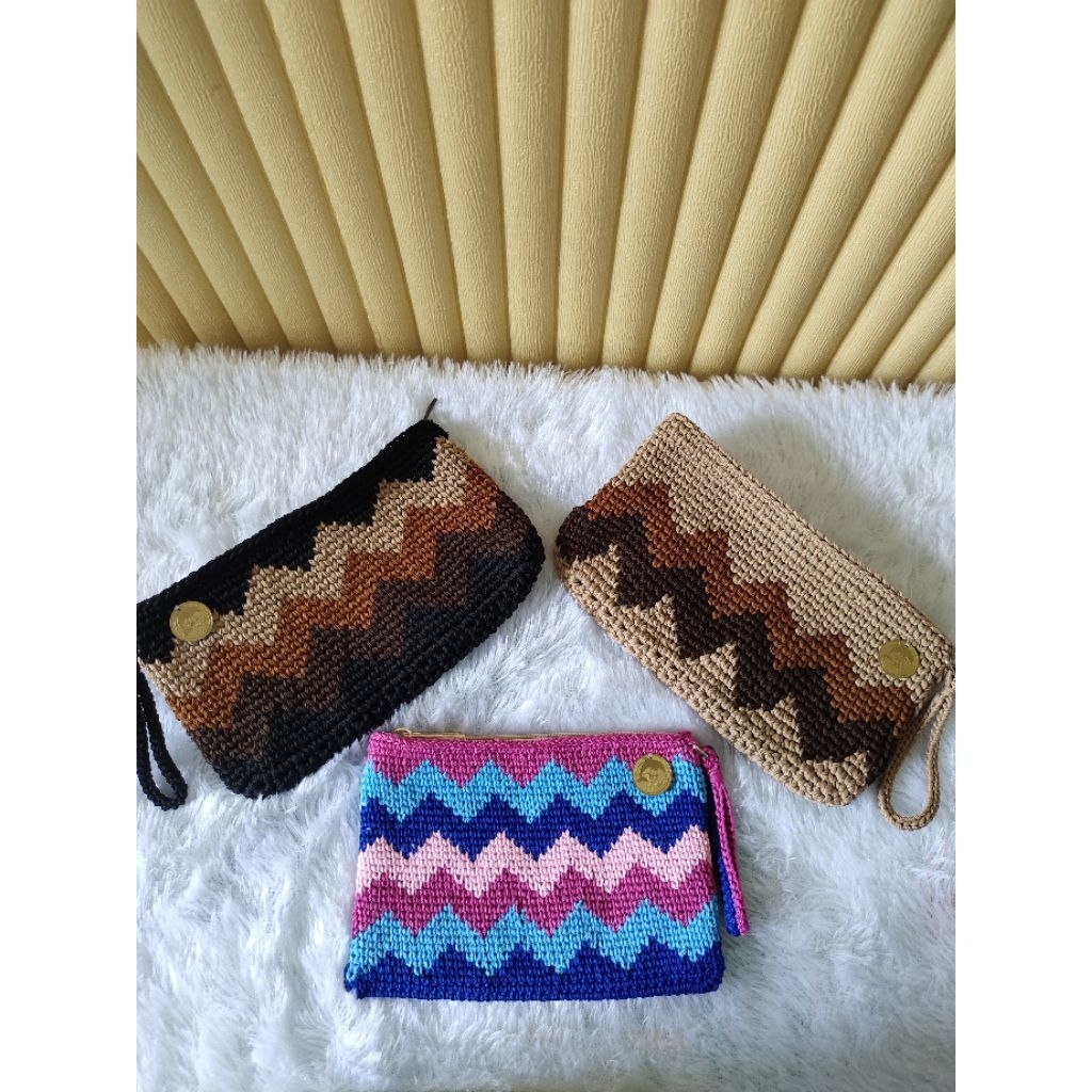 •Dompet Tapestry• Dompet HP Rajut Motif Tribal Handmade Premium