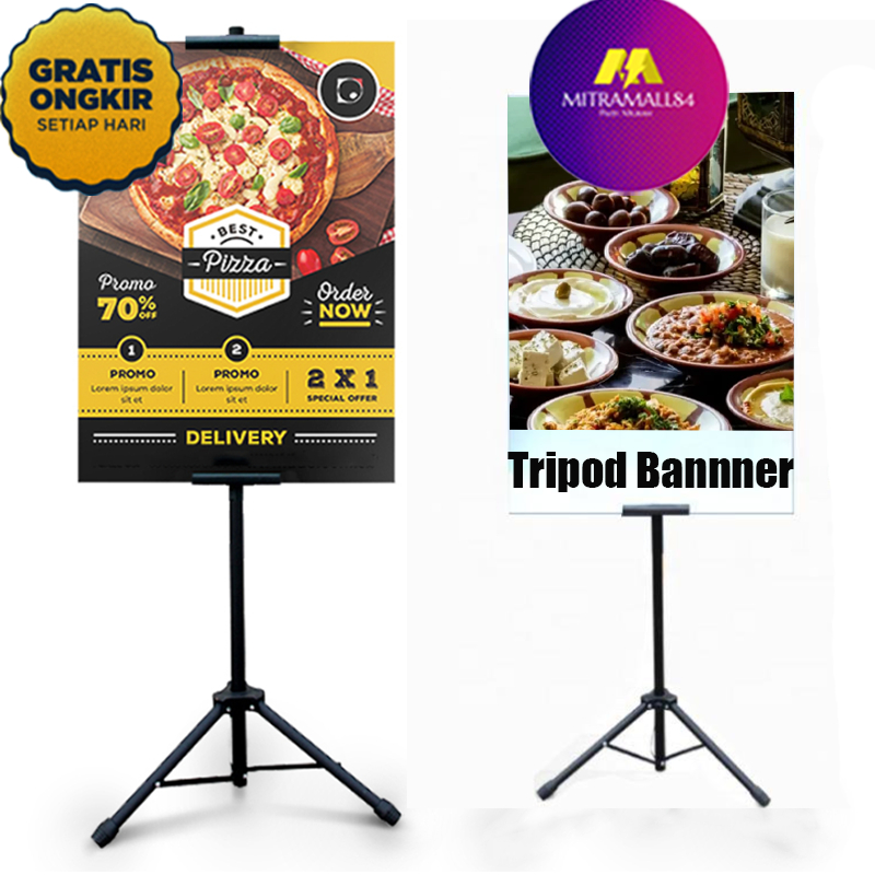 Tripod Banner 2 Sisi / Standing Banner Promosi / Tripod Stand Banner Berdiri / Tiang Banner 2 Sisi /