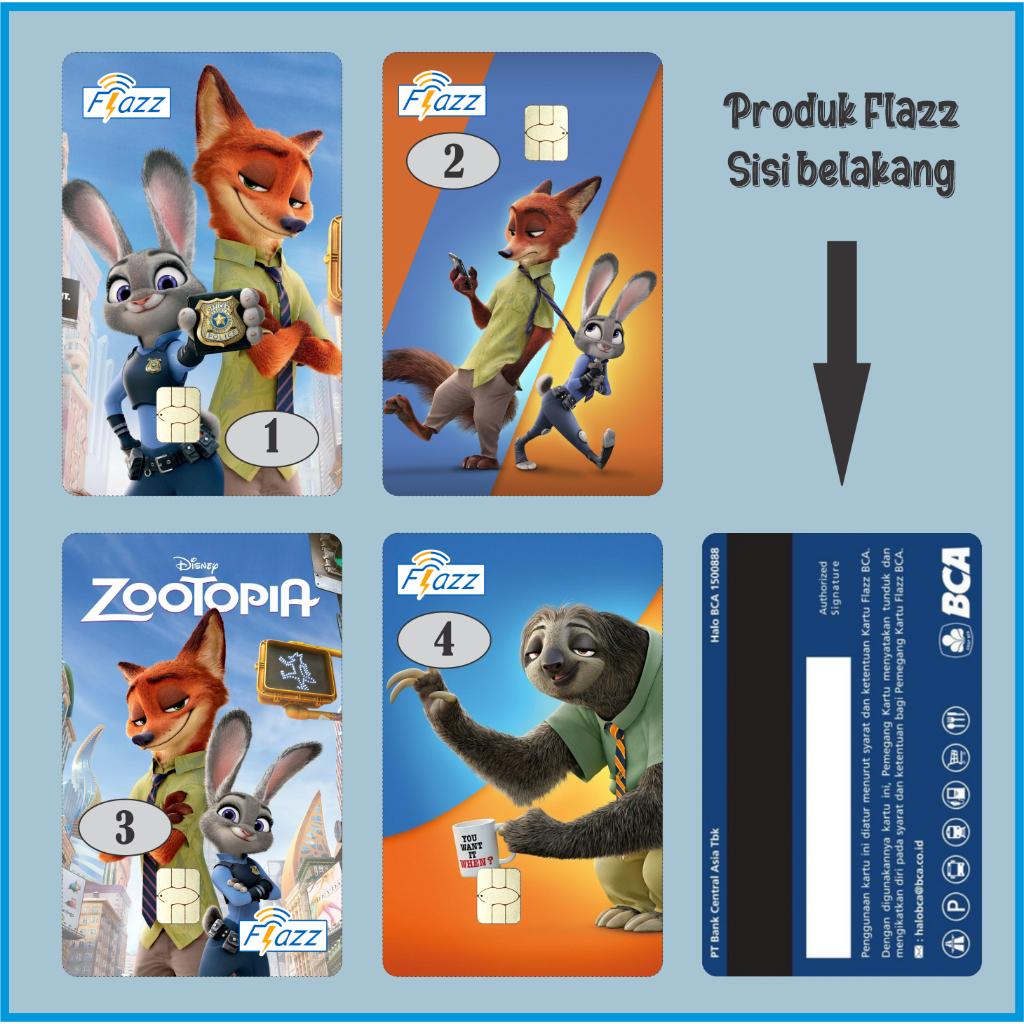 Kartu eMoney eToll Tapcash BRIZZI edisi Zootopia - Custom Card