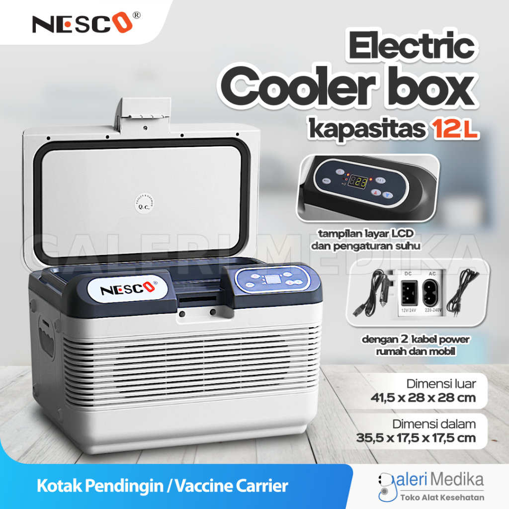 Nesco Electric Cooler Box Vaccine 12 Liter AC/DC Cooler Box Elektrik