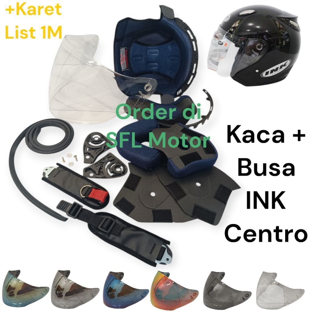 Paket Komplit Busa Spon Busa Fullset Helm INK Centro + Kaca Visor helm Ink Centro + Karet list helm