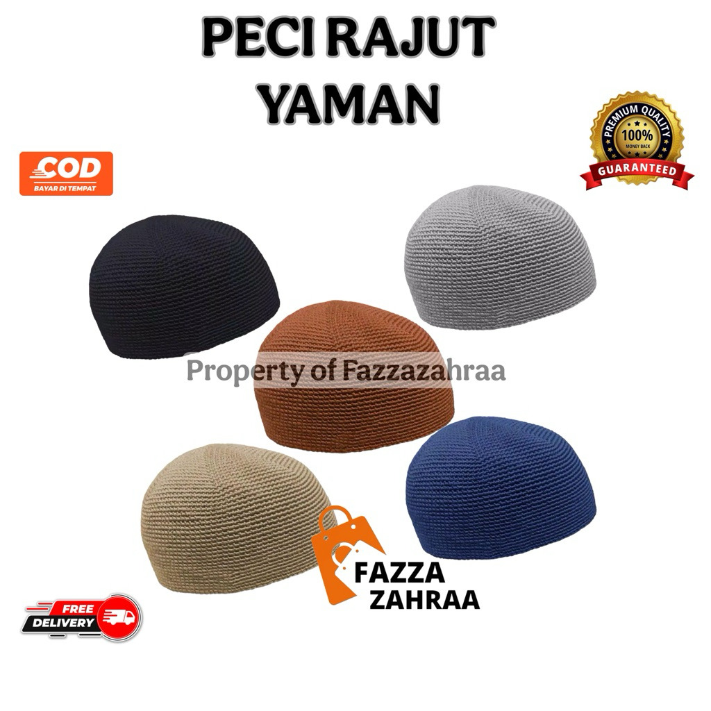 Peci rajut yaman tebal polos peci hadramaut super oleh2 haji asli peci rajut tebal PROMO
