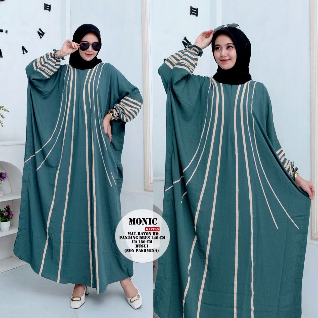 Grosir Gamis Kaftan Monic Terbaru 2025 Bahan Rayon Ld 180 Pb 140 Jumbo