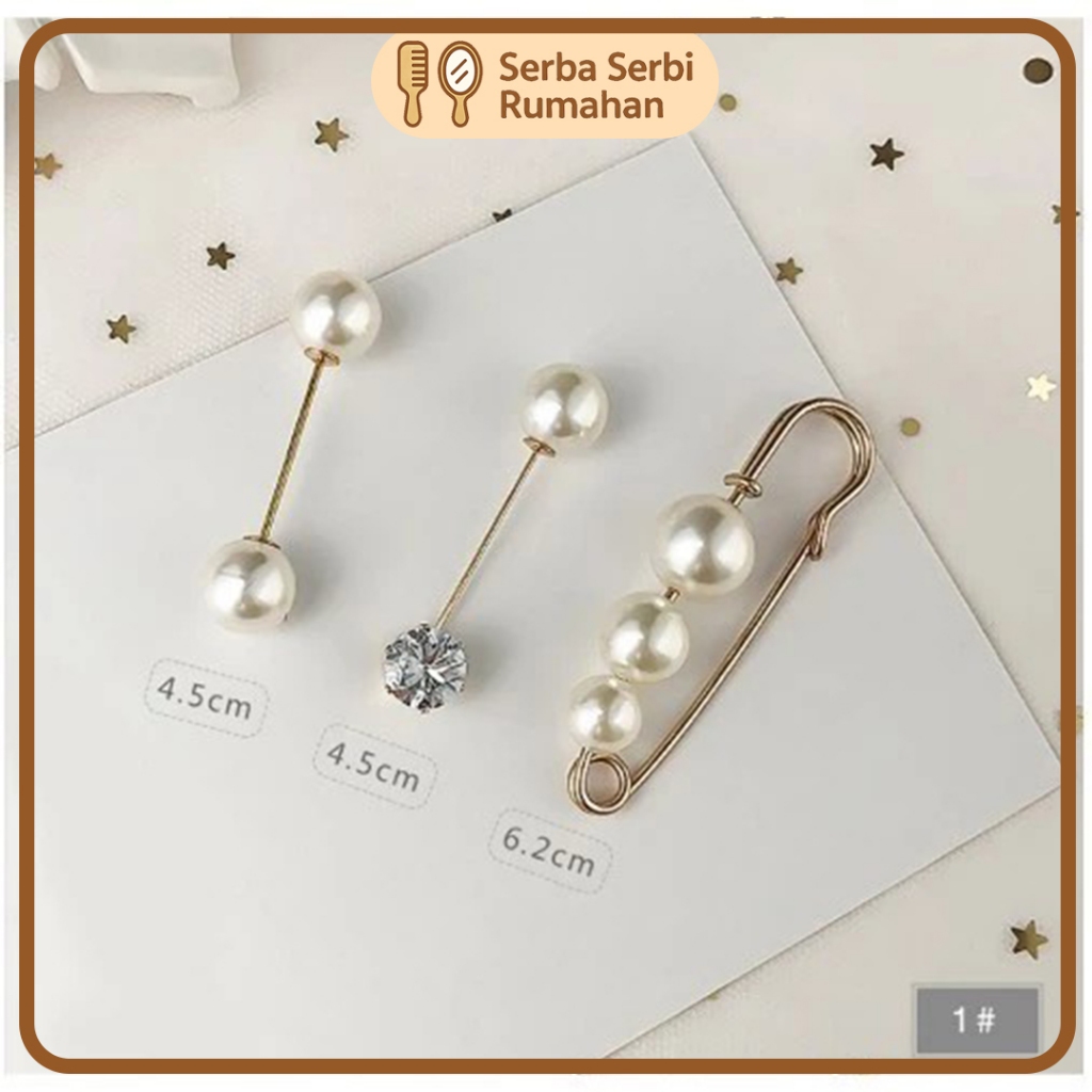 Jepit Baju Pin Jilbab Kerudung Mutiara Mini Bros Pearl Set Isi 3 Pcs Aksesoris Wanita Murah