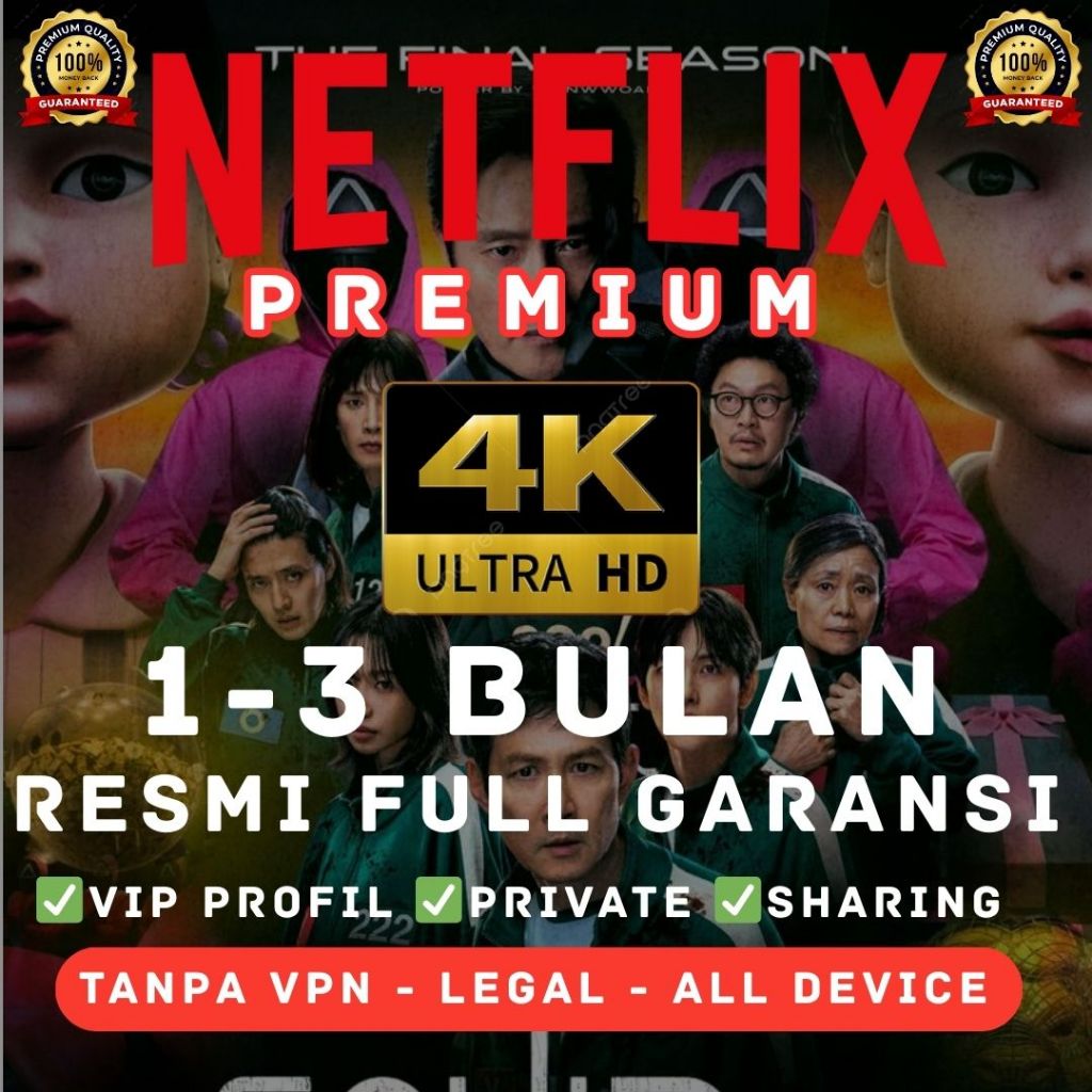 Akun Netflix Premium 1 Bulan / 3 Bulan /Full HD 4K