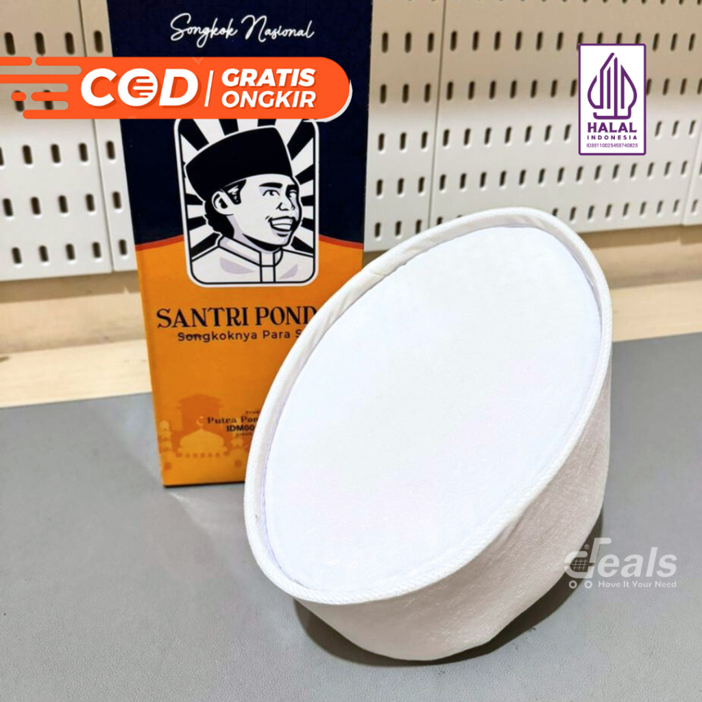 Songkok Putih Polos/Non AC Peci Kopiah Santri Pondok beludru tebal premium