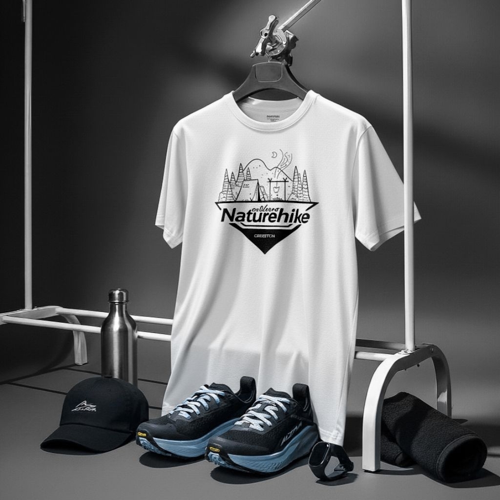 KAOS KATUN NATUREHIKE NH19W004-H CAMP LIFE PATTERN T-SHIRT OUTDOOR HIKING CAMPING GLAMPING MOUNTAINE