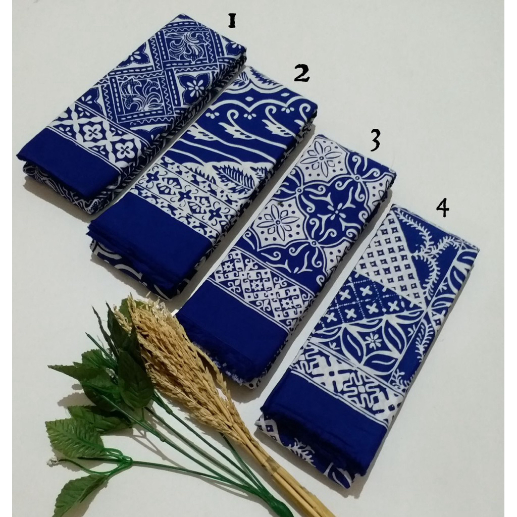 Kain Batik Cap Garutan  Warna Biru series Kain Batik Meteran Seragaman - Kain Batik Bahan Katun