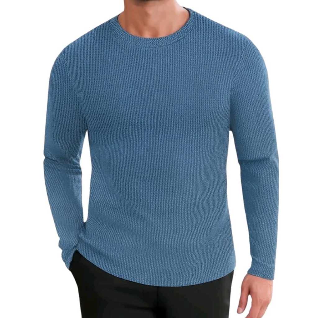 kaos wafel lengan panjang,kaos pria polos,kaos lengan panjang polos