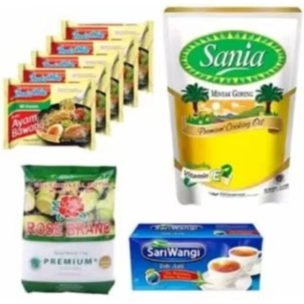 PAKET SEMBAKO l 2L MINYAK GORENG l TEH SARIWANGI 30 l GULA 1KG l 5PCS INDOMIE