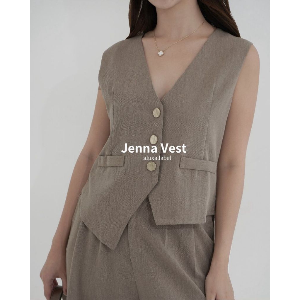 Jenna Vest Wanita Import – Outer Tanpa Lengan Korean Style untuk Kantor & Hangout