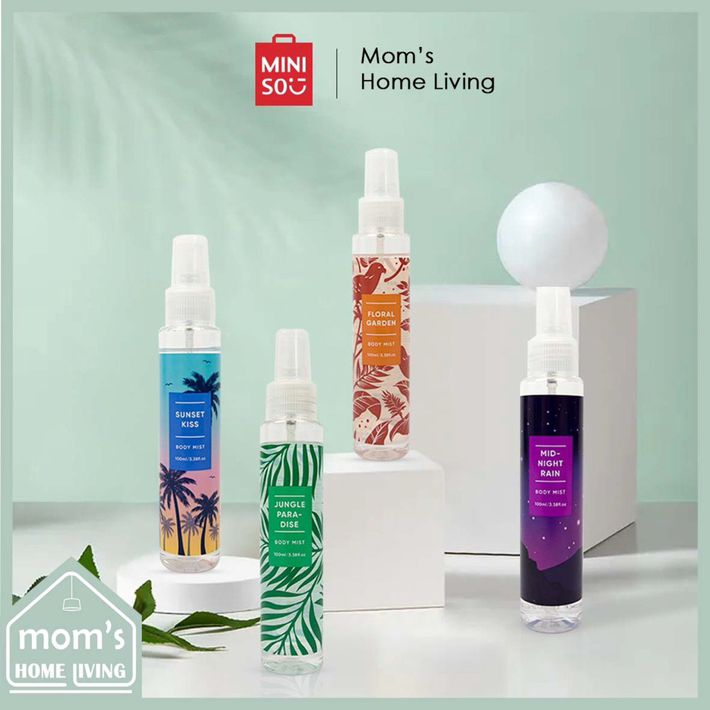 Miniso Body Mist sunset kiss midnight rain jungle paradise garden / wewangian parfum