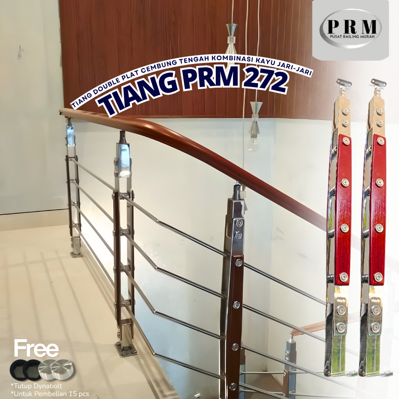 railing Minimalis tiang stainless jari-jari tangga - Ss 304, KILAP