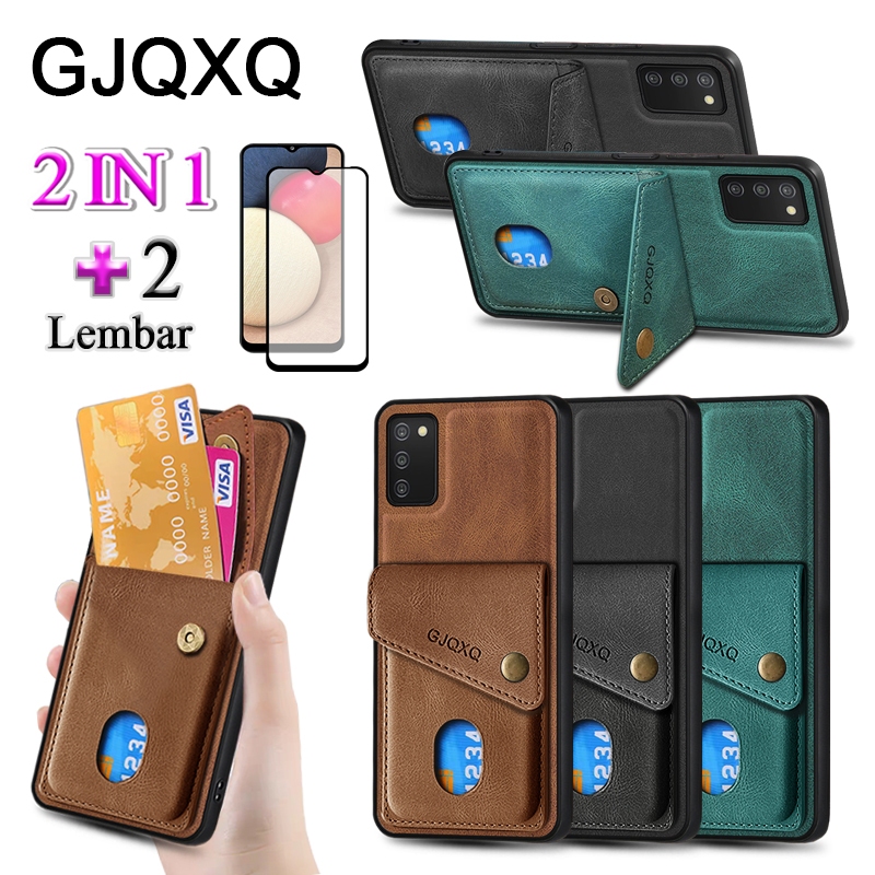 GJQXQ 2 In 1 Casing For Samsung Galaxy A02S Case Kulit Premium Dengan Slot Kartu Kredit Dompet Film 