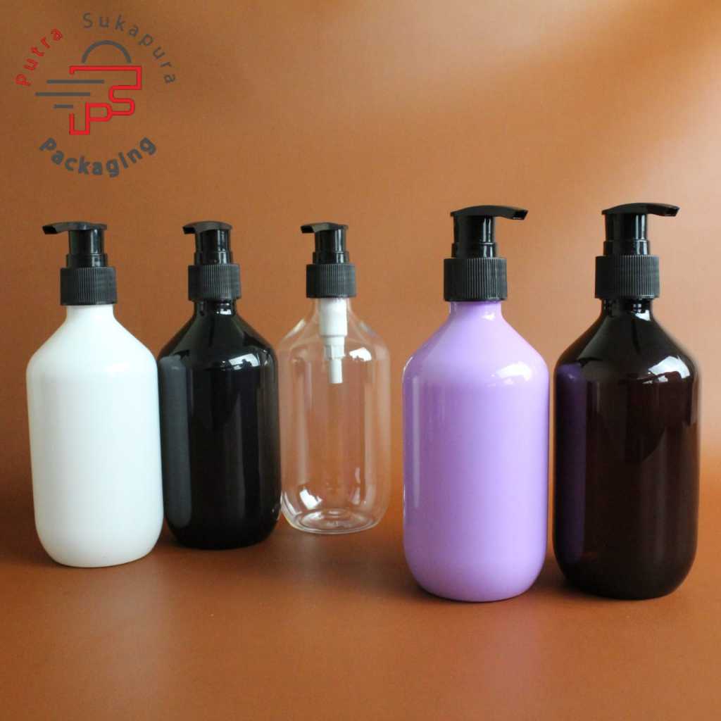 Botol pump 300ml mada / botol lotation pump 300ml pump neck 24 hitam