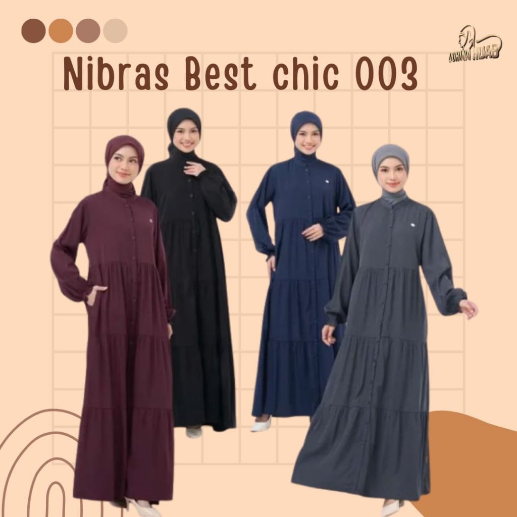 Baju gamis nibras / Nibras best chic 003 / Gamis rayon / gamis hitam / gamis daily /gamis ootd / gam