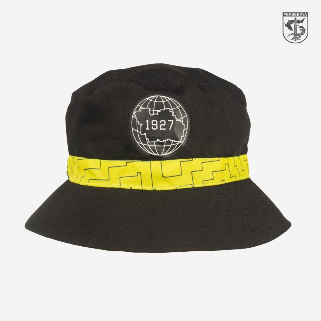 Topi Bucket Hat Persebaya Reversible Allover Black & Stabilo | Persebaya Store Persebaya Store