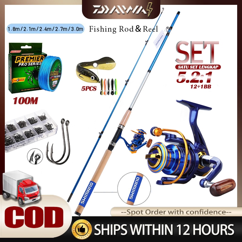 shimano pancingan set lengkap 2 Sections 1000-7000 Reel Spinning Power Handle Fishing murah Kuat