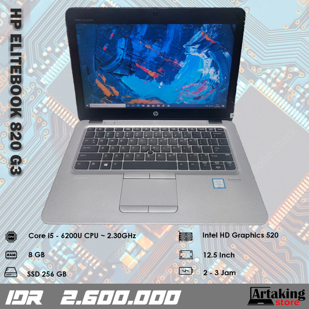 Hp EliteBook 820 G3 - Core i5 - Gen 6 th - Ram 8 GB - SSD 256 GB
