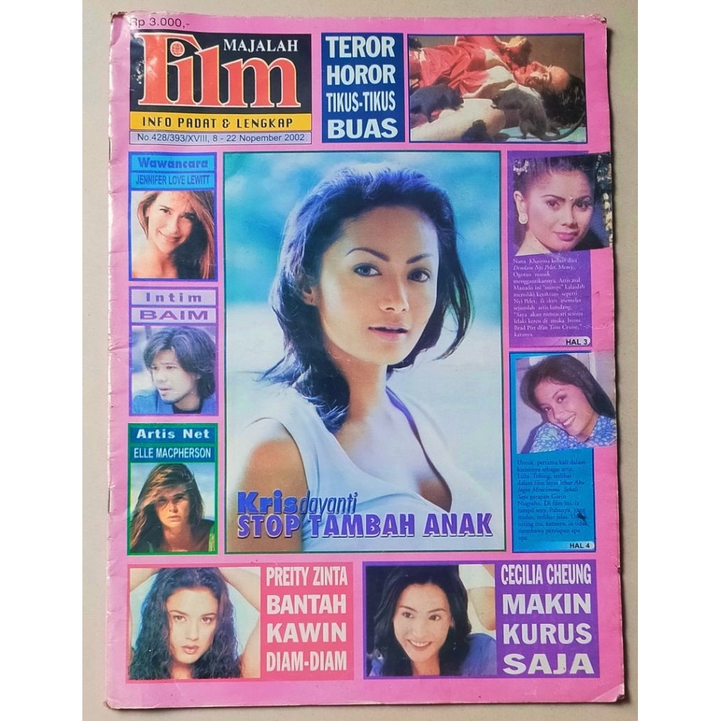 Majalah Film Lama 8 Nopember 2002 : Cover Krisdayanti - Guruh - Elle MacPherson - Rani Mukherjee
