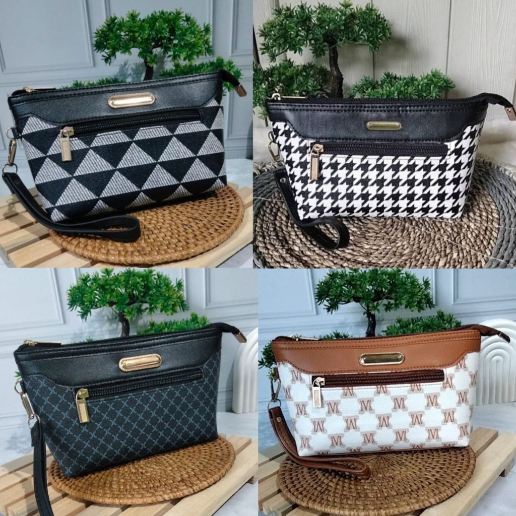 Khanza1 Clutch - Dompet Pouch Wanita 2 Rest 2 Ruang Muat HP Dan Peralatan Kosmetik / Dompet Wanita K