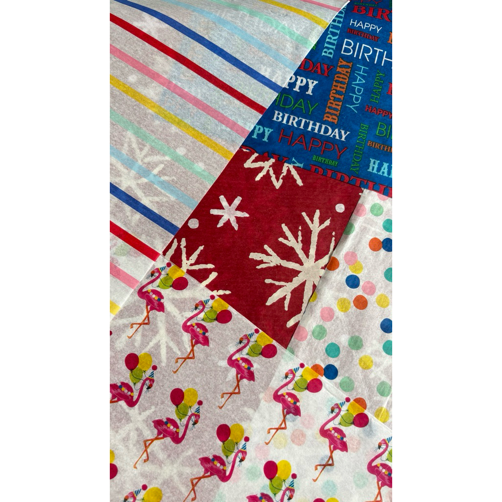 KERTAS LAYANGAN MOTIF KADO 18 gr / packaging / bucket bunga untuk 50 layangan