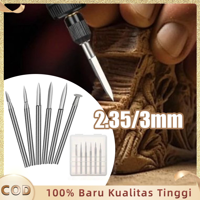 6pcs/Set Mata Bor Ukir Mini Set Lengkap Wood Carving Drill Bit Milling Cutter Mata Bor Pahat Kayu Sa
