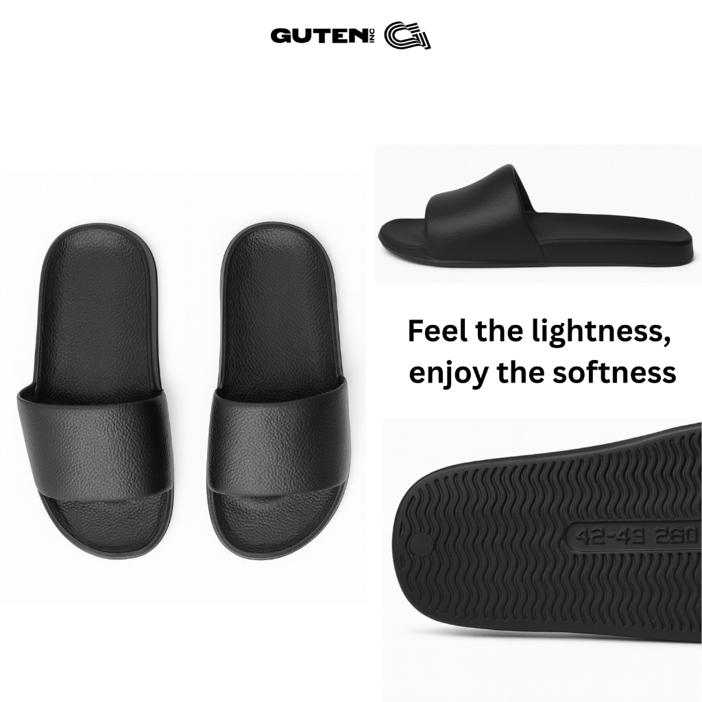 Guteninc Sandal Slide Slop Slipper Black Texture