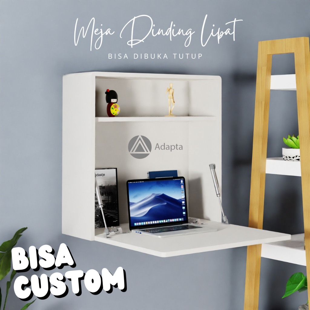 Adapta - Meja Dinding Lipat + Rak Penyimpanan - Meja Gantung Tembok Uk.70x25x70 cm - RUTH - E31